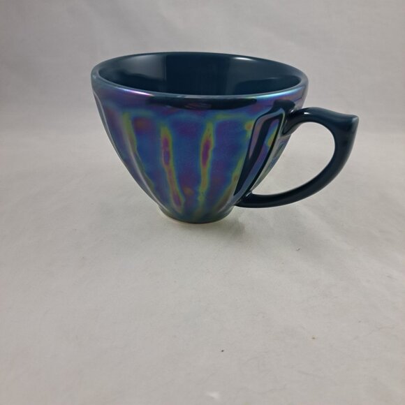 Anthropologie Home Luster Latte Dark Turquoise Iridescent Coffee Tea Cup - Picture 1 of 9